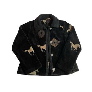Vintage Black Horse Pattern Jacket